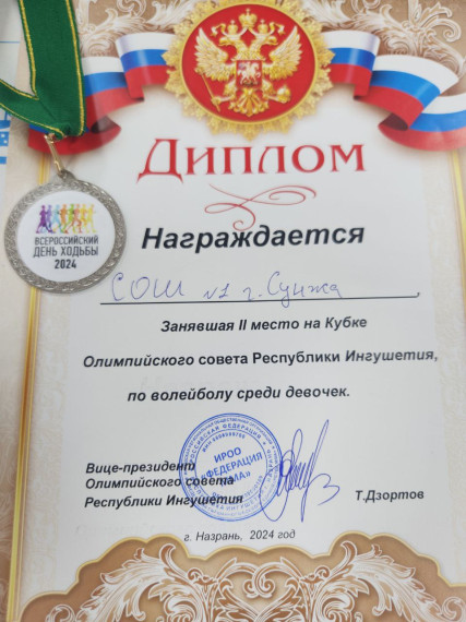 Волейболистки ГБОУ"СОШN1 г.Сунжа" призёры турнира по баскетболу.